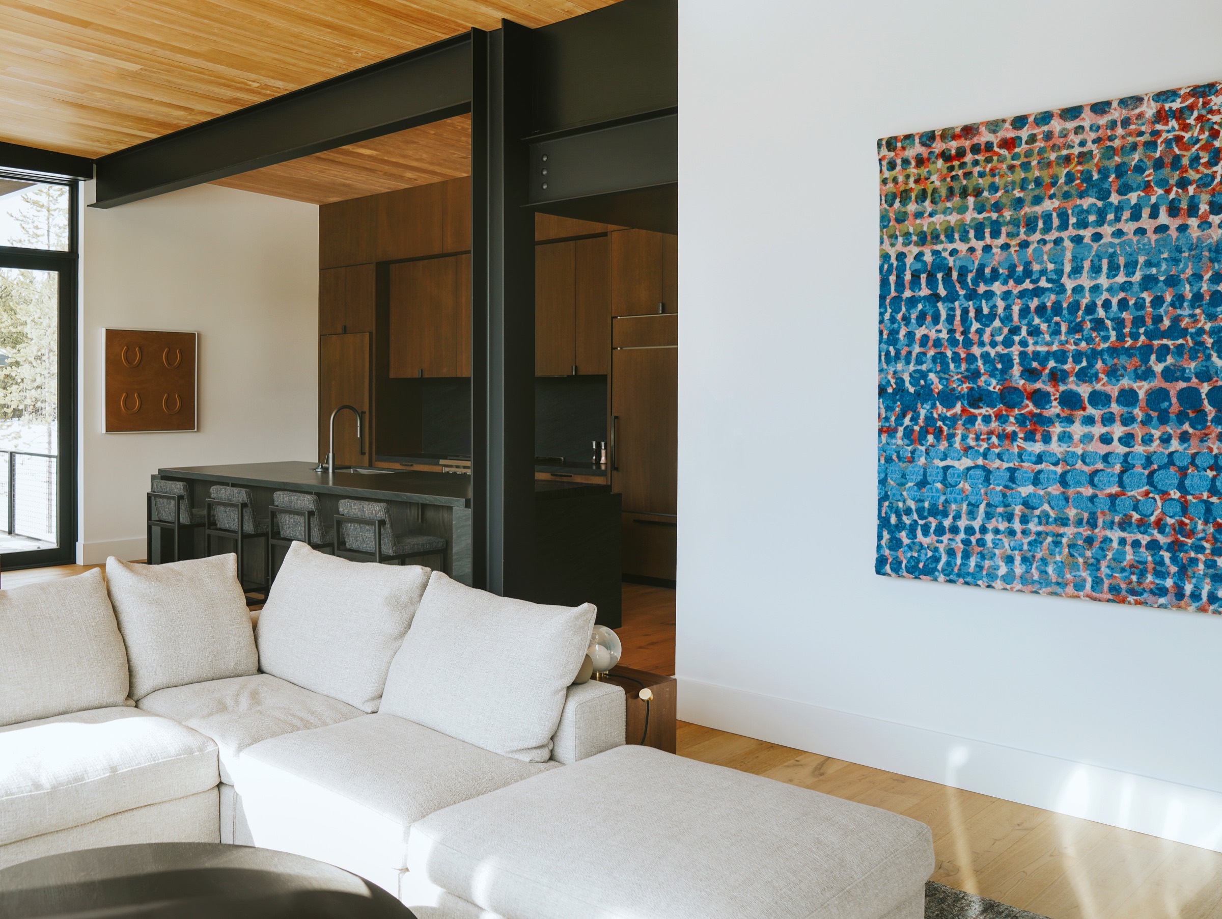 Moonlight Basin Residence — open living and kitchen